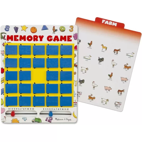 imageMelissa ampamp Doug Flip to Win Travel Memory Game  Wooden Game Board 7 DoubleSided Cards