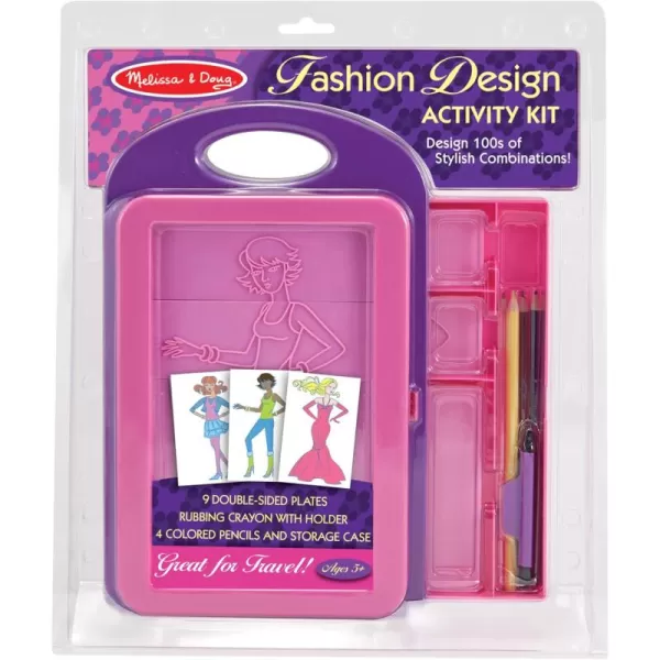 imageMelissa ampamp Doug Princess Design Activity Kit  9 DoubleSided Plates 4 Colored Pencils Rubbing CrayonFashion Design