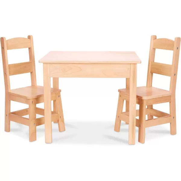 imageMelissa ampamp Doug Solid Wood Table and 2 Chairs Set  Light Finish Furniture for PlayroomBlonde