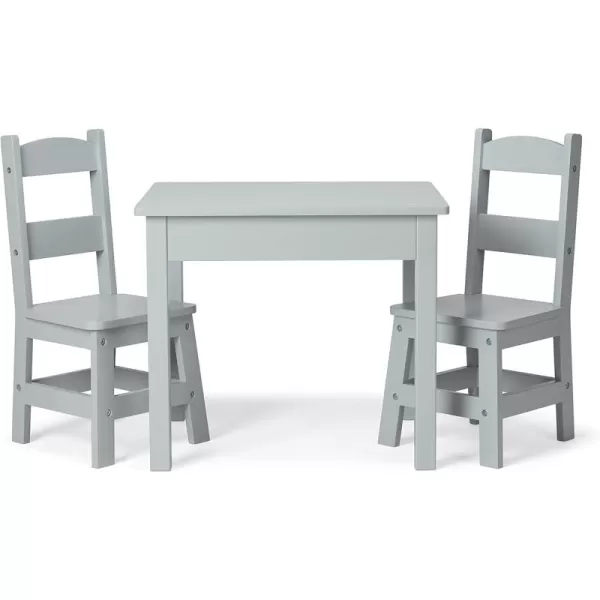 imageMelissa ampamp Doug Solid Wood Table and 2 Chairs Set  Light Finish Furniture for PlayroomGrey