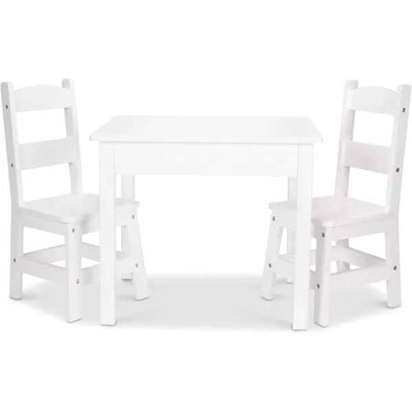 imageMelissa ampamp Doug Solid Wood Table and 2 Chairs Set  Light Finish Furniture for PlayroomWhite