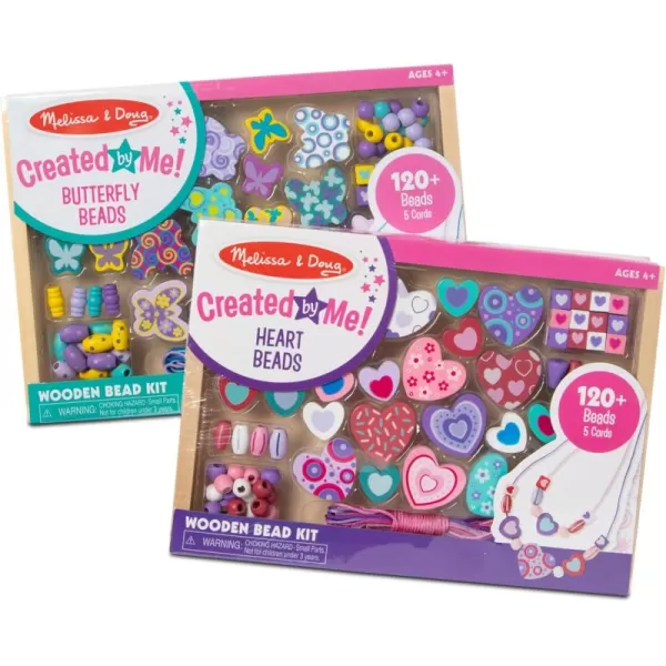 imageMelissa ampamp Doug Sweet Hearts and Butterfly Friends Bead Set of 2  250 Wooden BeadsHearts  Butterflies