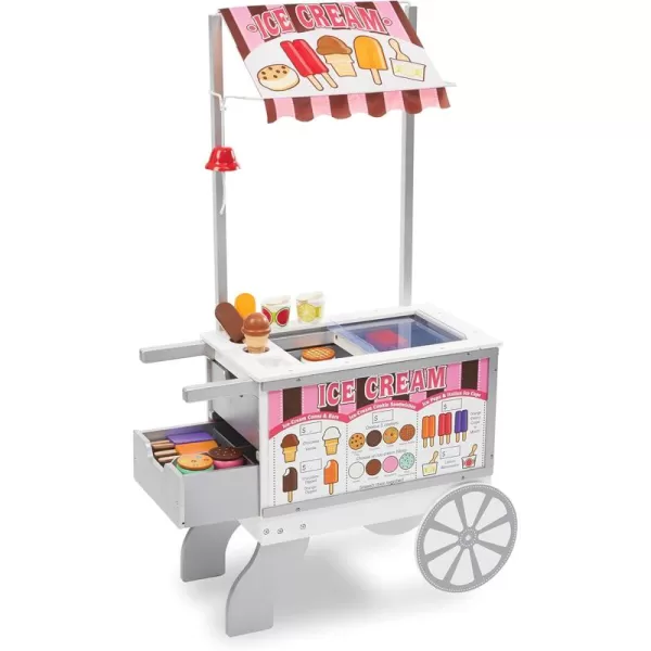 imageMelissa ampamp Doug Wooden Snacks and Sweets Food Cart  40 Play Food pcs Reversible Awning  Multi Colored