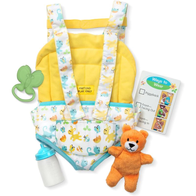 imageMelissa ampamp Doug Mine to Love Carrier Play Set for Baby Dolls with Toy Bear Bottle Rattle Activity Card 1425 x 825 x 25