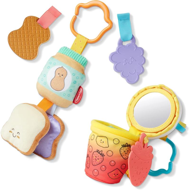 imageMelissa ampamp Doug MultiSensory TakeAlong ClipOn Infant Toy 2Pack PBampampJ and Bubble Tea
