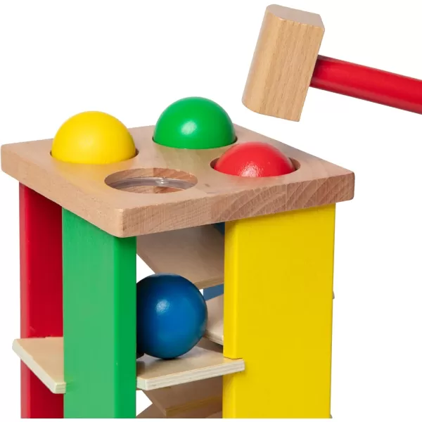 imageMelissa ampamp Doug Deluxe Pound and Roll Wooden Tower Toy With Hammer  Pound A Ball Educational Toddler Toys Wooden Pounding Bench For Ages 2
