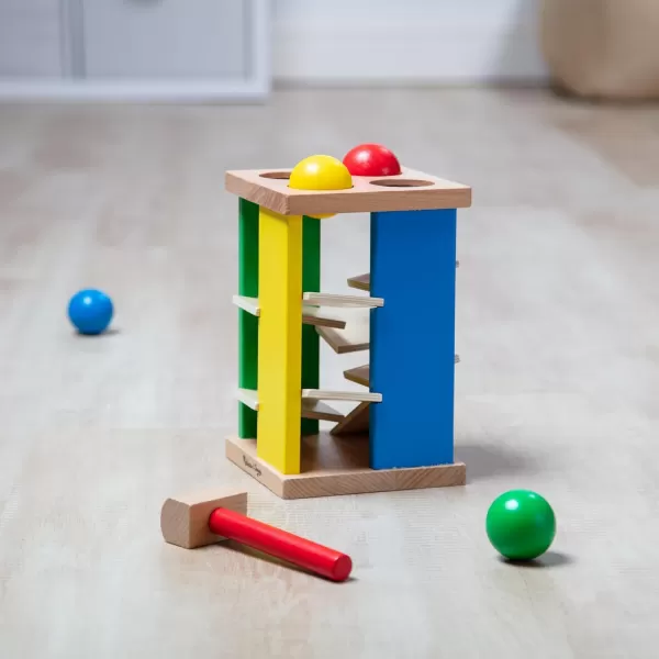 imageMelissa ampamp Doug Deluxe Pound and Roll Wooden Tower Toy With Hammer  Pound A Ball Educational Toddler Toys Wooden Pounding Bench For Ages 2
