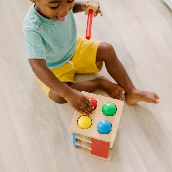 imageMelissa ampamp Doug Deluxe Pound and Roll Wooden Tower Toy With Hammer  Pound A Ball Educational Toddler Toys Wooden Pounding Bench For Ages 2