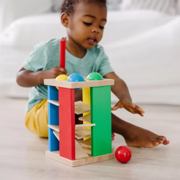 imageMelissa ampamp Doug Deluxe Pound and Roll Wooden Tower Toy With Hammer  Pound A Ball Educational Toddler Toys Wooden Pounding Bench For Ages 2