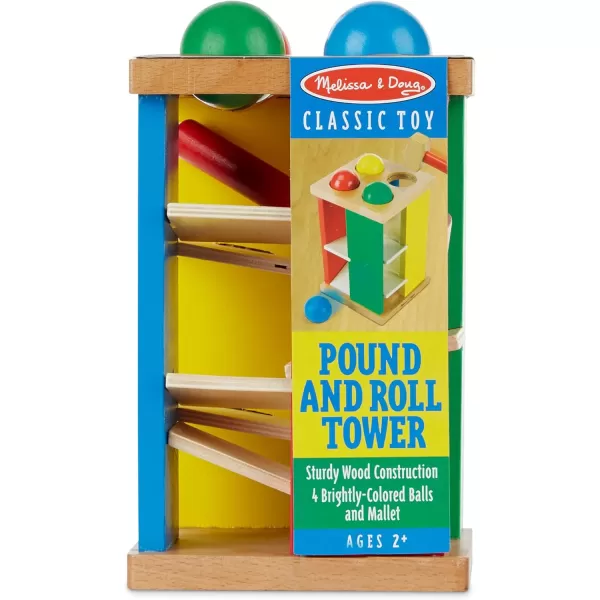 imageMelissa ampamp Doug Deluxe Pound and Roll Wooden Tower Toy With Hammer  Pound A Ball Educational Toddler Toys Wooden Pounding Bench For Ages 2