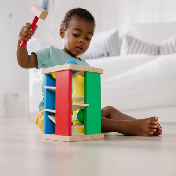 imageMelissa ampamp Doug Deluxe Pound and Roll Wooden Tower Toy With Hammer  Pound A Ball Educational Toddler Toys Wooden Pounding Bench For Ages 2