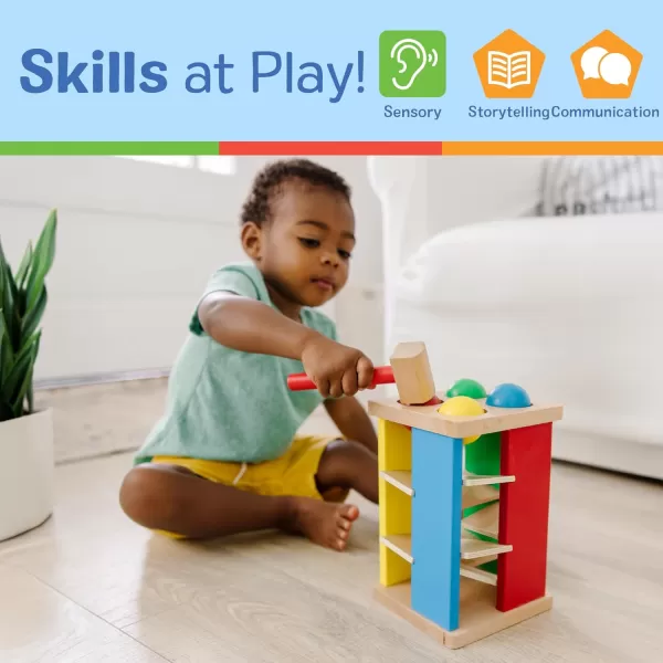 imageMelissa ampamp Doug Deluxe Pound and Roll Wooden Tower Toy With Hammer  Pound A Ball Educational Toddler Toys Wooden Pounding Bench For Ages 2
