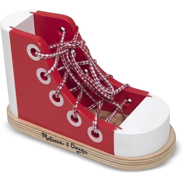 imageMelissa ampamp Doug Deluxe Wood Lacing Sneaker  Learn to Tie a Shoe Educational Toy  Shoe Tying Practice For Kids Developmental Toys For Preschoolers And ToddlersRed