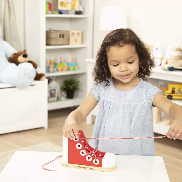 imageMelissa ampamp Doug Deluxe Wood Lacing Sneaker  Learn to Tie a Shoe Educational Toy  Shoe Tying Practice For Kids Developmental Toys For Preschoolers And ToddlersRed