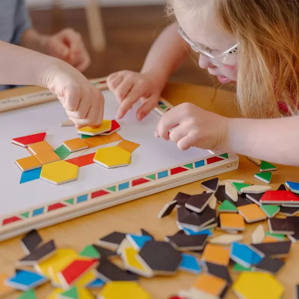 imageMelissa ampamp Doug Deluxe Wooden Magnetic Pattern Blocks Set  Educational Toy With 120 Magnets and Carrying Case Multicolor 1 EAEnglish Only