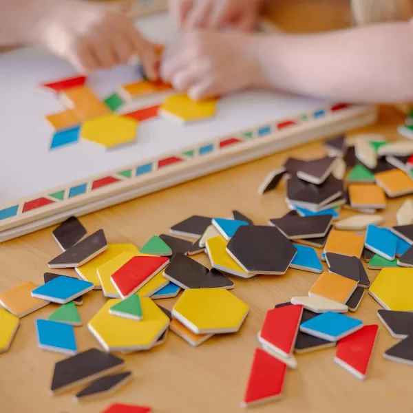 imageMelissa ampamp Doug Deluxe Wooden Magnetic Pattern Blocks Set  Educational Toy With 120 Magnets and Carrying Case Multicolor 1 EAEnglish Only