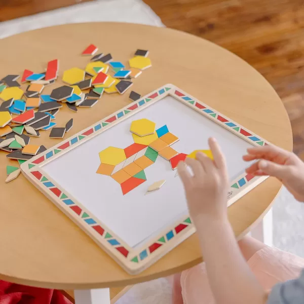 imageMelissa ampamp Doug Deluxe Wooden Magnetic Pattern Blocks Set  Educational Toy With 120 Magnets and Carrying Case Multicolor 1 EAEnglish Only