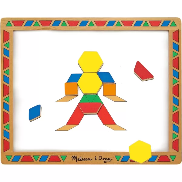 imageMelissa ampamp Doug Deluxe Wooden Magnetic Pattern Blocks Set  Educational Toy With 120 Magnets and Carrying Case Multicolor 1 EAEnglish Only