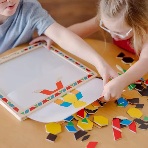 imageMelissa ampamp Doug Deluxe Wooden Magnetic Pattern Blocks Set  Educational Toy With 120 Magnets and Carrying Case Multicolor 1 EAEnglish Only