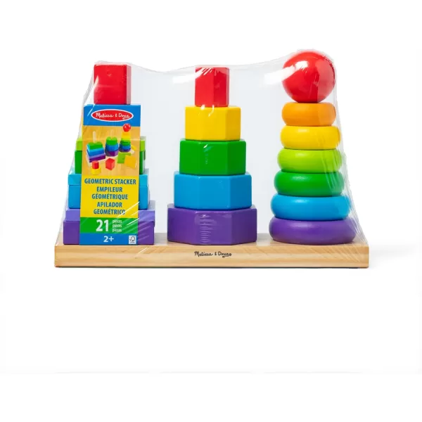 imageMelissa ampamp Doug Geometric Stacker  Wooden Educational Toy  Shape Sorter And Stacking Toy Stacking Tower Toy For Babies Toddlers And Kids Ages 2 Multicolor PlaysetsGeometric