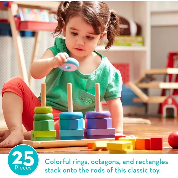 imageMelissa ampamp Doug Geometric Stacker  Wooden Educational Toy  Shape Sorter And Stacking Toy Stacking Tower Toy For Babies Toddlers And Kids Ages 2 Multicolor PlaysetsGeometric