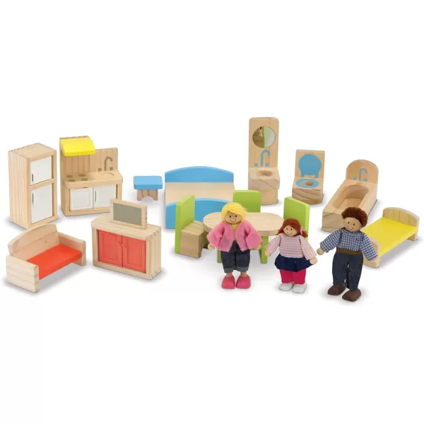 imageMelissa ampamp Doug HiRise Wooden Dollhouse With 15 pcs Furniture  Garage and Working Elevator