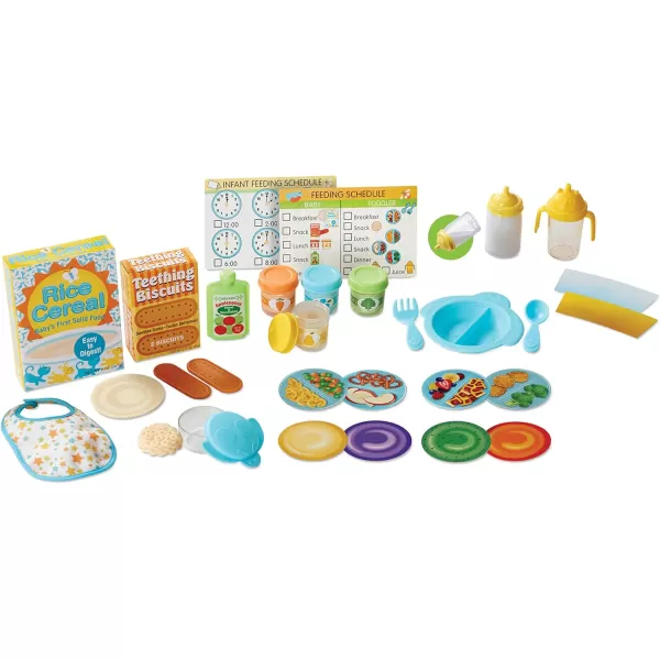 imageMelissa ampamp Doug Mine to Love Mealtime Play Set for Dolls with Bottle Pretend Baby Food Jars Snack Pouch More 24 pcs