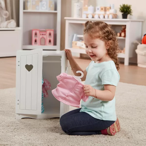 imageMelissa ampamp Doug Mine to Love Wooden Play Armoire Closet for Dolls Stuffed Animals  White 173H x 124W x 85D Assembled  Wooden Pretend Play Closet Doll Wardrobe