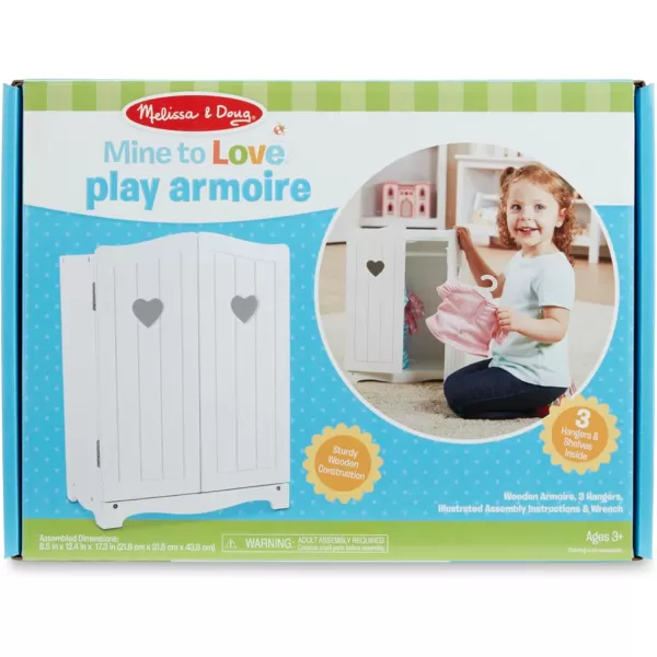 imageMelissa ampamp Doug Mine to Love Wooden Play Armoire Closet for Dolls Stuffed Animals  White 173H x 124W x 85D Assembled  Wooden Pretend Play Closet Doll Wardrobe