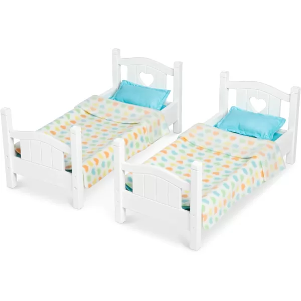 imageMelissa ampamp Doug Mine to Love Wooden Play Bunk Bed for Dolls up to 18 inchesStuffed Animals  White 2 Beds 174H x 91W x 207L Assembled and Stacked