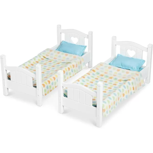 imageMelissa ampamp Doug Mine to Love Wooden Play Bunk Bed for Dolls up to 18 inchesStuffed Animals  White 2 Beds 174H x 91W x 207L Assembled and Stacked