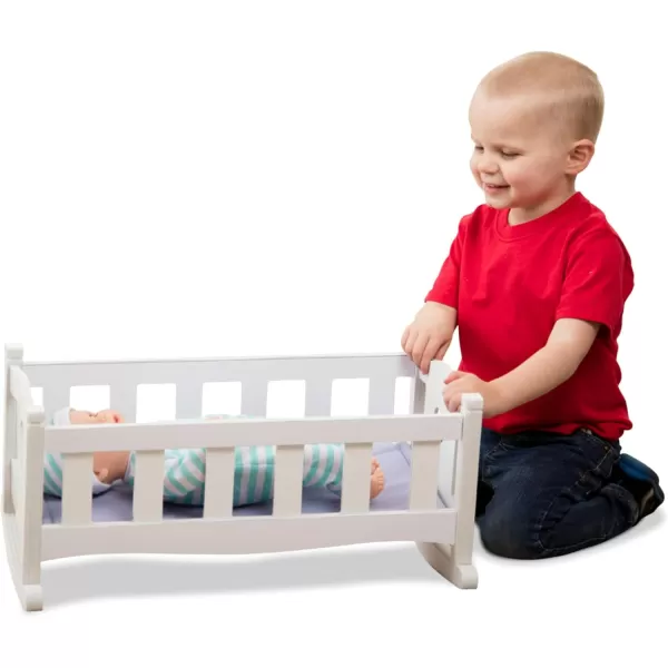 imageMelissa ampamp Doug Mine to Love Wooden Play Cradle for Dolls Stuffed Animals  White