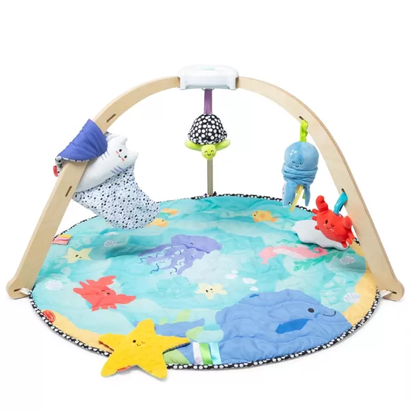 imageMelissa ampamp Doug Ocean EasyFold Wooden Play Gym for Infants Reversible Mat 5 Soft Toys Birth to 9 Months  FSCCertified