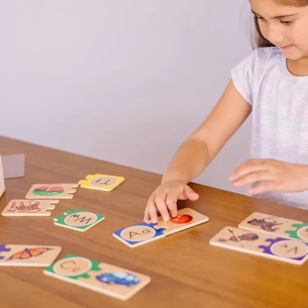 imageMelissa ampamp Doug SelfCorrecting Alphabet Wooden Puzzles With Storage Box 52 pcs