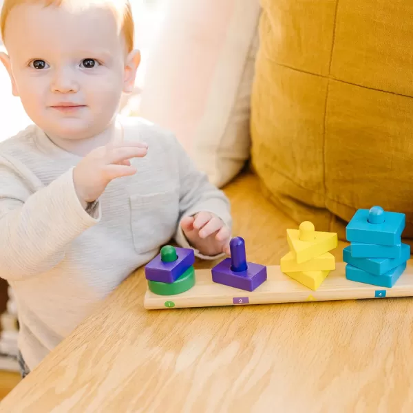 imageMelissa ampamp Doug Stack and Sort Board  Wooden Educational Toy for age 2 years With 15 Solid Wood Pieces