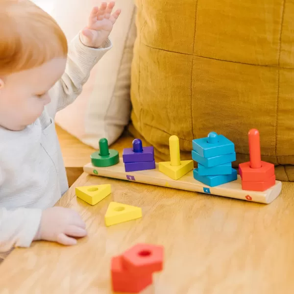 imageMelissa ampamp Doug Stack and Sort Board  Wooden Educational Toy for age 2 years With 15 Solid Wood Pieces