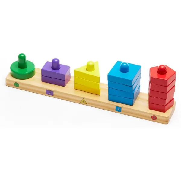 imageMelissa ampamp Doug Stack and Sort Board  Wooden Educational Toy for age 2 years With 15 Solid Wood Pieces