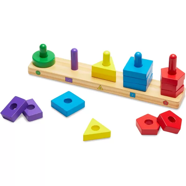 imageMelissa ampamp Doug Stack and Sort Board  Wooden Educational Toy for age 2 years With 15 Solid Wood Pieces