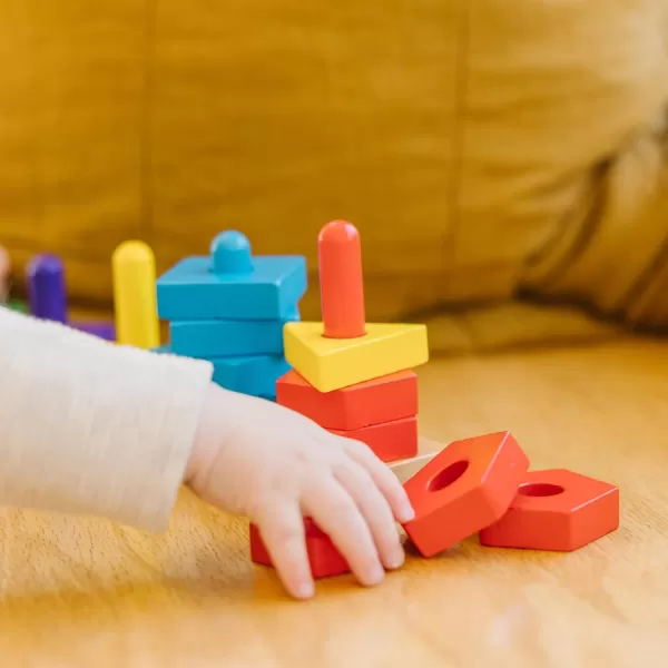 imageMelissa ampamp Doug Stack and Sort Board  Wooden Educational Toy for age 2 years With 15 Solid Wood Pieces