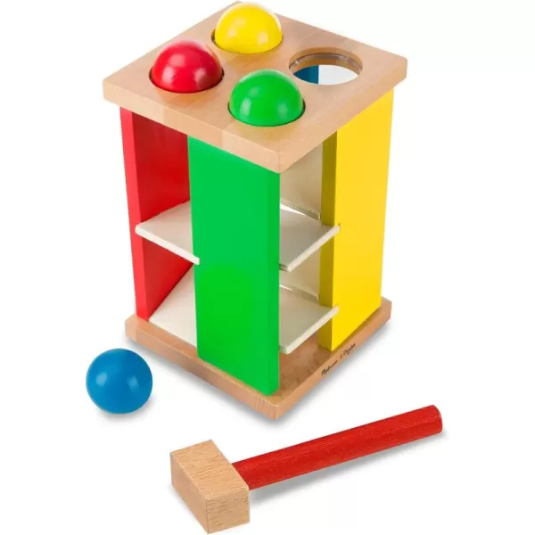 imageMelissa ampamp Doug Deluxe Pound and Roll Wooden Tower Toy With Hammer  Pound A Ball Educational Toddler Toys Wooden Pounding Bench For Ages 2