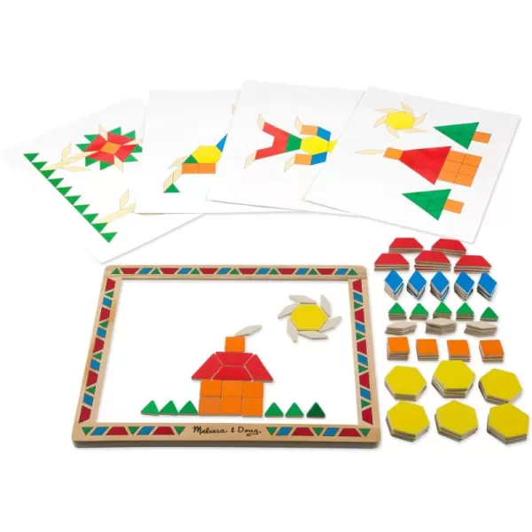 imageMelissa ampamp Doug Deluxe Wooden Magnetic Pattern Blocks Set  Educational Toy With 120 Magnets and Carrying Case Multicolor 1 EAEnglish Only