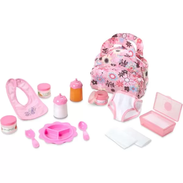 imageMelissa ampamp Doug Doll Feeding and Changing Accessories  Bib Bag Diaper Wipes Utensils Bottles  Mine To Love Baby Doll Diaper Bag Baby Doll Accessories For Kids Ages 3Pink