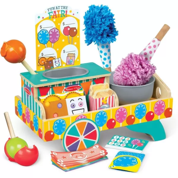 imageMelissa ampamp Doug Fun at The Fair Wooden Carnival Candy Tabletop Cart and Play Food Set  FSC Certified