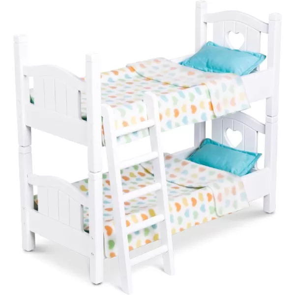 imageMelissa ampamp Doug Mine to Love Wooden Play Bunk Bed for Dolls up to 18 inchesStuffed Animals  White 2 Beds 174H x 91W x 207L Assembled and Stacked