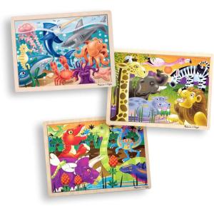 imageMelissa ampamp Doug 3Puzzle Jigsaw Set  Dinosaurs Ocean and Safari  Toddler Jigsaw Puzzles Sea Creatures Wooden Puzzles Dinosaur Puzzles Animal Puzzles For Kids Ages 3