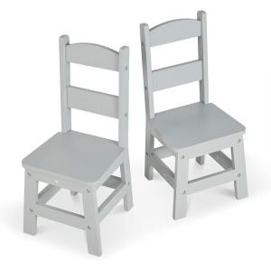 imageMelissa ampamp Doug Wooden Chairs Set of 2  Gray Furniture for Playroom  Kids Wooden Chairs Childrens Wooden Playroom FurnitureGrey