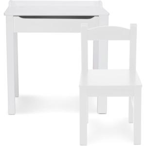 imageMelissa ampamp Doug Wooden Childs LiftTop Desk ampamp Chair  White Play Desk and Chair Set for Toddlers and Kids Ages 3