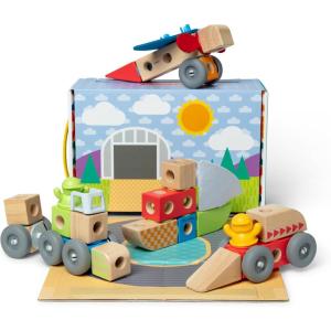 imageMelissa ampamp Doug Blockables Vehicles Snap and Play Mix and Match Connectable Wooden Building Blocks Play Set Toy for Preschool Boys and Girls 54 Pcs