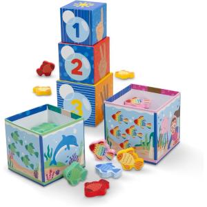imageMelissa ampamp Doug Ms Rachel Sort and Count Nesting and Stacking Blocks with Wooden Fish Preschool Learning Toy for Boys Girls  FSC Certified