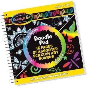 imageMelissa ampamp Doug Scratch Art Doodle Pad with 16 ScratchArt Boards and Wooden Stylus  FSC Certified